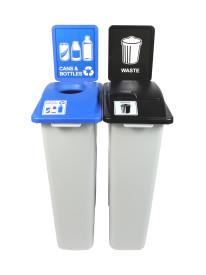 WASTE WATCHER - Double - Cans & Bottles-Waste - Circle-Solid Lift - Grey-Blue-Black